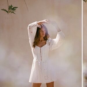 Elegant White Eyelet Mini Dress
